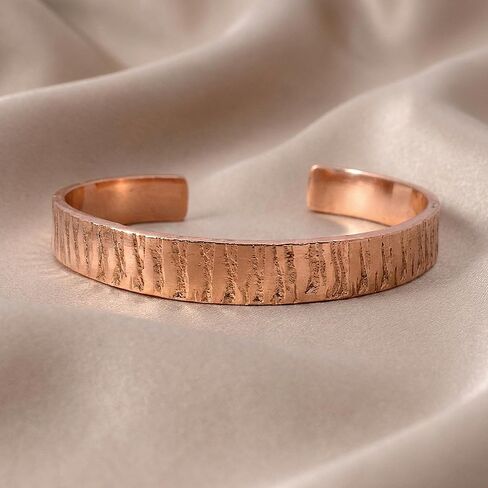 سوار من النحاس الصلب الثقيل مع نقش من خشب البتولا. رائع للعلاج، سوار نحاسي للرجال والنساء in Kuwait