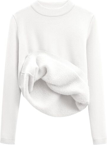 Arssm Womens Fleece Sweaters Sherpa Lined Sweater Thermal Warm Long Sleeve Shirt Mock Neck Pullover Tops in Saudi Arabia
