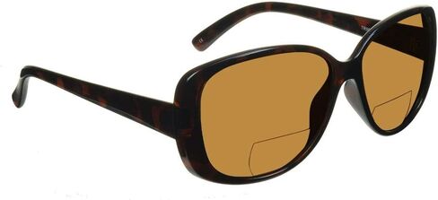 نظارات شمسية مستقطبة ثنائية البؤرة للسيدات من proSPORT، عدسات رمادية بنية كبيرة الحجم، إطار Jackie-O باللون الأسود والبني in Kuwait