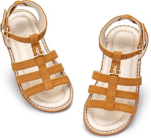 Girls Gladiator Sandals with Adjustable Buckle Comfy Ankle Strappy Flat Shoes in Kuwait