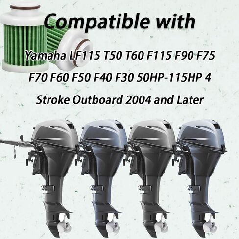 10 قطع 6D8-WS24A-00-00 فلتر الوقود متوافق مع Yamaha LF115 T50 T60 F115 F90 F75 F70 F60 F50 F40 F30 50HP-115HP 4 السكتة الدماغية خارجي 2004 وأحدث استبدال 6D8-24563-00 in Saudi Arabia