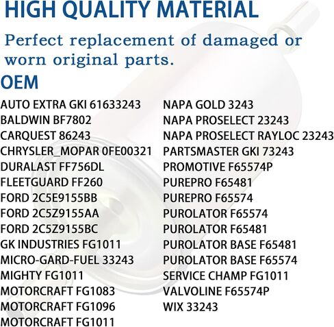 TOJIO FG1083 Fuel Filter Fit for Ford F-150 F-250 F-350 F-450 F-550 F-650 F750, For Mercury MOUNTAINEER ﻿, Replaces# GF796, 33243, G10166, 2C5Z-9155-AA in Kuwait