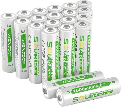 بطاريات AA قابلة لإعادة الشحن للأضواء الشمسية، NiMH 1.2V 1600mAh، مشحونة مسبقًا منخفضة التفريغ الذاتي، 16 حزمة بديلة للحديقة الخارجية، المسار، سطح السفينة/السياج وأضواء سلسلة الطاقة الشمسية in Kuwait
