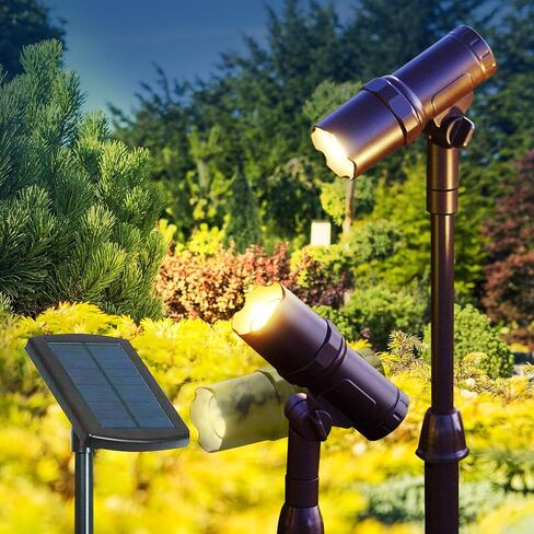 Outdoor Solar Spotlight, 2 Pack with 15" Panel - Waterproof LED, Easy to Install, Adjustable Height Outdoor Solar Lights for Yard, Garden, Patio, Trees - Solar Landscape Lights & Accent in Kuwait