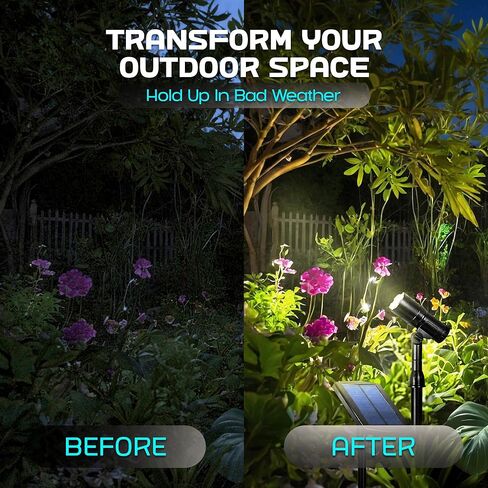 Outdoor Solar Spotlight, 2 Pack with 15" Panel - Waterproof LED, Easy to Install, Adjustable Height Outdoor Solar Lights for Yard, Garden, Patio, Trees - Solar Landscape Lights & Accent in Kuwait