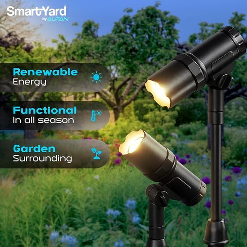Outdoor Solar Spotlight, 2 Pack with 15" Panel - Waterproof LED, Easy to Install, Adjustable Height Outdoor Solar Lights for Yard, Garden, Patio, Trees - Solar Landscape Lights & Accent in Kuwait