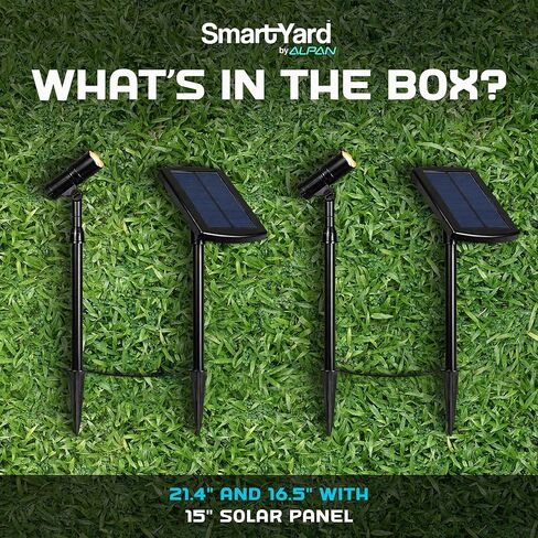 Outdoor Solar Spotlight, 2 Pack with 15" Panel - Waterproof LED, Easy to Install, Adjustable Height Outdoor Solar Lights for Yard, Garden, Patio, Trees - Solar Landscape Lights & Accent in Kuwait