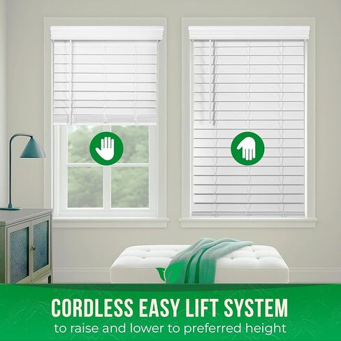 ستائر كاليكس الداخلية 2.5 بوصة من الخشب الصناعي - 34.5 بوصة عرض × 60 بوصة ارتفاع، ستائر نوافذ بيضاء فائقة الخصوصية للنوافذ الداخلية، مناظر رائعة (الحجم الفعلي 34 بوصة عرض × 60 بوصة ارتفاع) in Kuwait