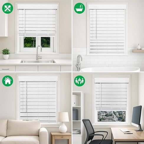 ستائر كاليكس الداخلية 2.5 بوصة من الخشب الصناعي - 34.5 بوصة عرض × 60 بوصة ارتفاع، ستائر نوافذ بيضاء فائقة الخصوصية للنوافذ الداخلية، مناظر رائعة (الحجم الفعلي 34 بوصة عرض × 60 بوصة ارتفاع) in Kuwait