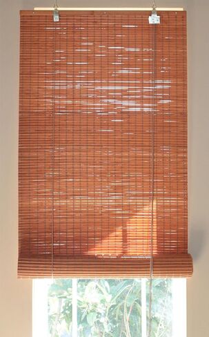 Seta Direct, Bamboo Flat-Weave Sun-Filtering Roll Up Blind - 30-Inch Wide by 66-Inch Long (Amber Honey) in Kuwait