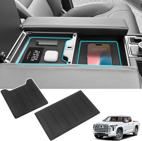 YOJOJOCO 2PC Center Console Tray Liner Compatible with Toyota 2022-2026 Tundra (Only Fit Platinum, 1794, TRD PRO, Capstone) & 2023-2026 Sequoia Accessories Center Console Organizer Protective Pad in Kuwait