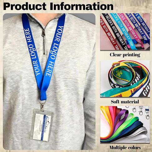 Personalized Custom Lanyards - 10-5000 Pcs Customize Neck Lanyard,Customized Lanyards Bulk with Logo/Text/Photo.,Durable Neck Strap ID Badges for School, Office, Medical & Events,Business etc in Kuwait