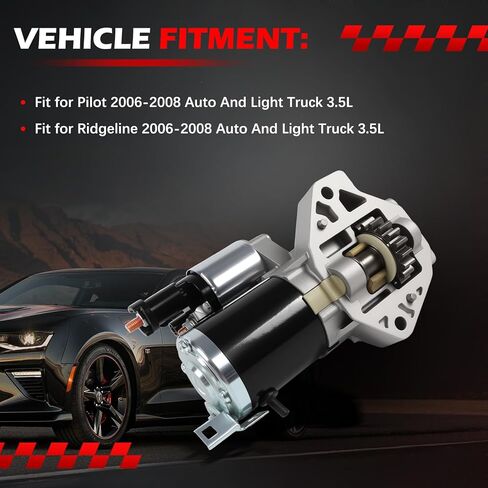 Starter Motor 17964 3.5L Fit for Pilot 2006-2008 for Ridgeline 2006-2008 Car Engine Part Start Motor 12V 1.6KW 9T Replace 41048116 MHG024 4N6975 in Saudi Arabia