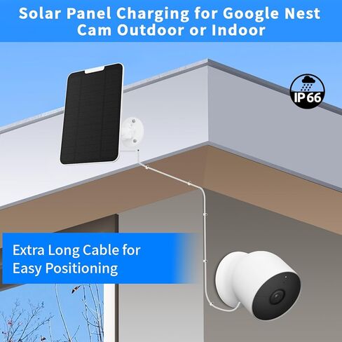 لوحة شمسية لإصدار البطارية الخارجية لكاميرا Google Nest، شاحن طاقة شمسية مقاوم للماء بقدرة 4 وات IP66 مع كابل بطول 13 قدمًا، حامل قابل للتعديل 360 درجة لكاميرا Nest Cam الداخلية/الخارجية (حزمة من قطعتين) in Kuwait