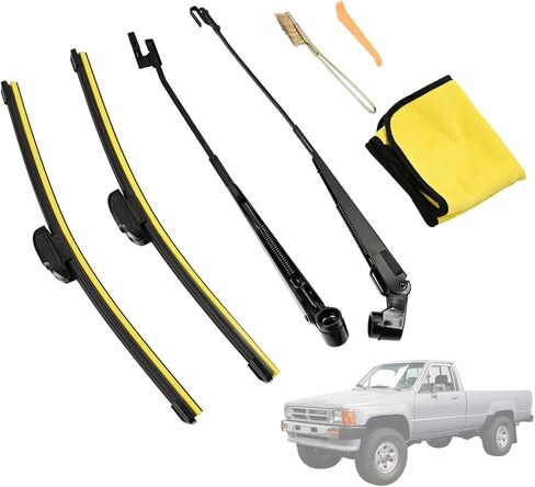 زوج واحد من ذراع ممسحة الزجاج الأمامي ومجموعة شفرات 17 بوصة متوافقة مع Toyota 4Runner / Pickup 1984 1985 1986 1987 1988 1989، استبدال 85210-89102 85190-89132 in Saudi Arabia