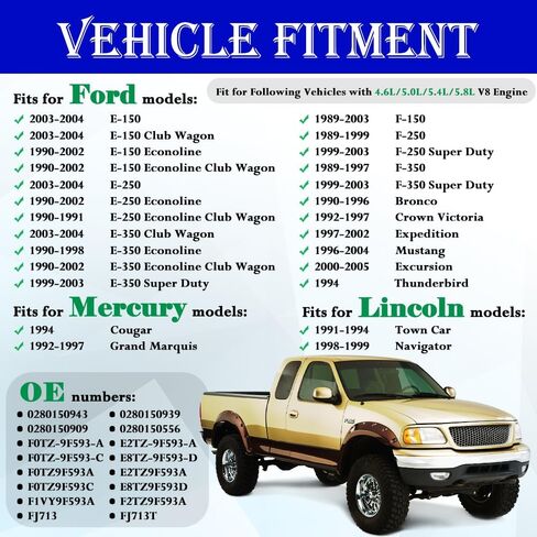 Set of 8 Upgraded 0280150943 Fuel Injectors Fits For Ford: F150/F250/F350/E150/E250/E350/Mustang, For Lincoln: Navigator/Town Car, For Mercury: Grand Marquis, V8 4.6L/5.0L/5.4L/5.8L 1990-2005 in Kuwait