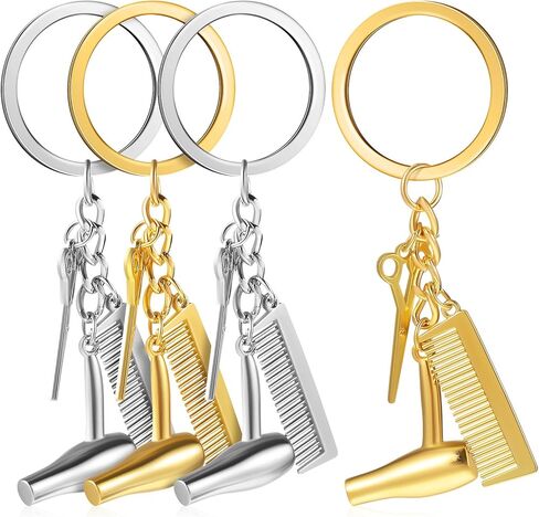 4 Pcs Hair Stylist Keychains Hairdresser Pendant Key Rings Salon Accessories with Comb and Scissor Charms for Women Hairdressers and Beauticians in Kuwait