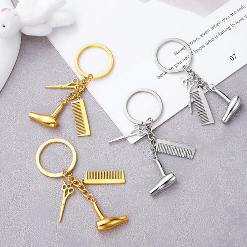 4 Pcs Hair Stylist Keychains Hairdresser Pendant Key Rings Salon Accessories with Comb and Scissor Charms for Women Hairdressers and Beauticians in Kuwait