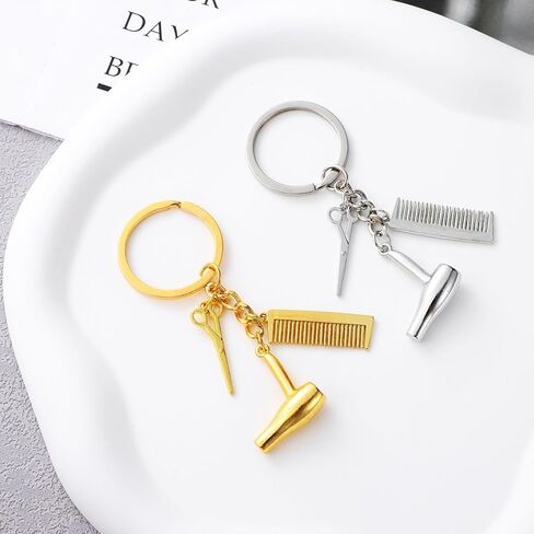 4 Pcs Hair Stylist Keychains Hairdresser Pendant Key Rings Salon Accessories with Comb and Scissor Charms for Women Hairdressers and Beauticians in Kuwait