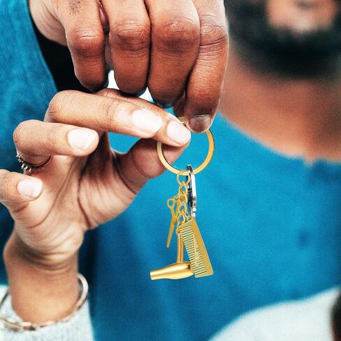 4 Pcs Hair Stylist Keychains Hairdresser Pendant Key Rings Salon Accessories with Comb and Scissor Charms for Women Hairdressers and Beauticians in Kuwait