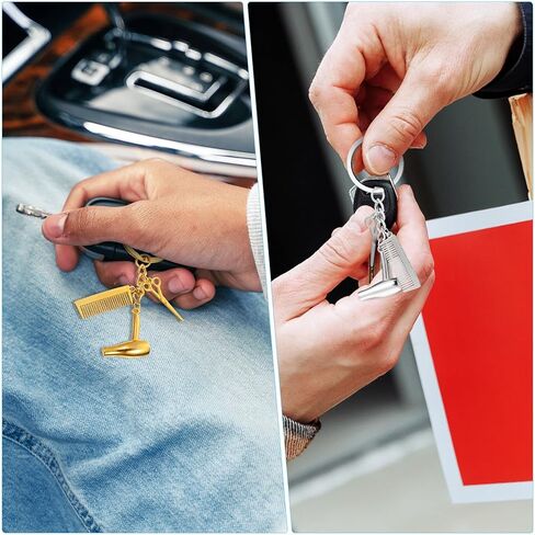 4 Pcs Hair Stylist Keychains Hairdresser Pendant Key Rings Salon Accessories with Comb and Scissor Charms for Women Hairdressers and Beauticians in Kuwait