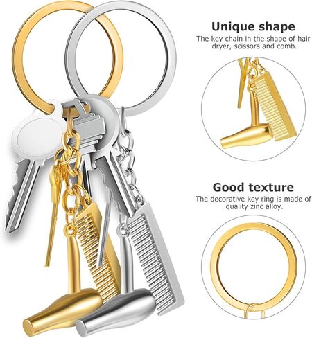 4 Pcs Hair Stylist Keychains Hairdresser Pendant Key Rings Salon Accessories with Comb and Scissor Charms for Women Hairdressers and Beauticians in Kuwait