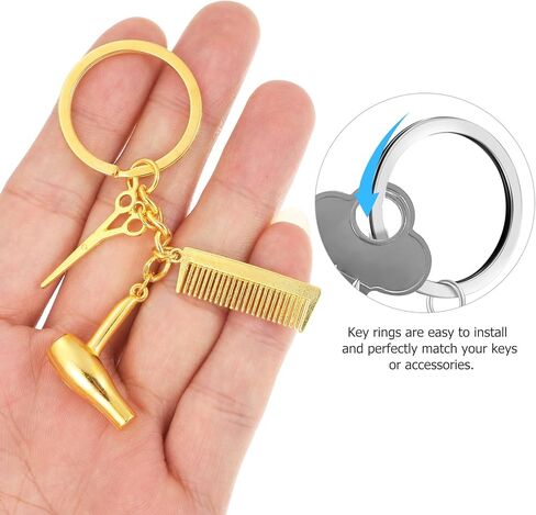 4 Pcs Hair Stylist Keychains Hairdresser Pendant Key Rings Salon Accessories with Comb and Scissor Charms for Women Hairdressers and Beauticians in Kuwait
