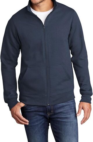 Mens Fleece Sweatshirts Cadet Collar Full-Zip Pullover Sweatshirt Athletic Fit for Running Gym Workouts in Kuwait