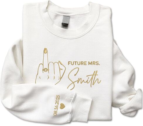 GODMERCH Custom Embroidered Future Mrs Sweatshirt - Personalized Mrs Hoodie, Fiance Fiancee Crewneck, Bride Sweatshirts, Gift for Her, Bride to Be, Bridal Shower, Engagement, Wedding in Saudi Arabia