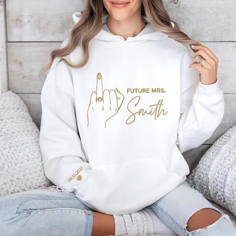 GODMERCH Custom Embroidered Future Mrs Sweatshirt - Personalized Mrs Hoodie, Fiance Fiancee Crewneck, Bride Sweatshirts, Gift for Her, Bride to Be, Bridal Shower, Engagement, Wedding in Saudi Arabia
