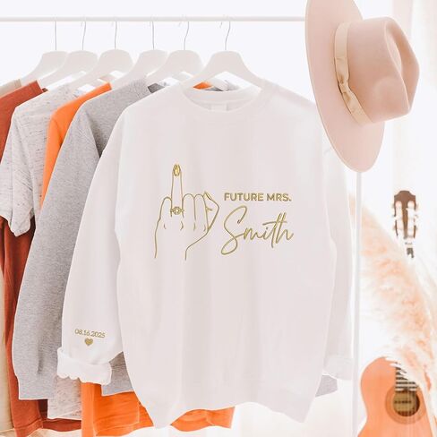 GODMERCH Custom Embroidered Future Mrs Sweatshirt - Personalized Mrs Hoodie, Fiance Fiancee Crewneck, Bride Sweatshirts, Gift for Her, Bride to Be, Bridal Shower, Engagement, Wedding in Saudi Arabia