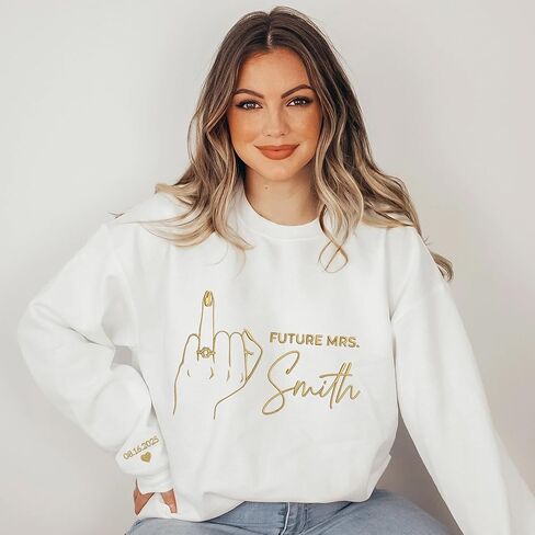 GODMERCH Custom Embroidered Future Mrs Sweatshirt - Personalized Mrs Hoodie, Fiance Fiancee Crewneck, Bride Sweatshirts, Gift for Her, Bride to Be, Bridal Shower, Engagement, Wedding in Saudi Arabia