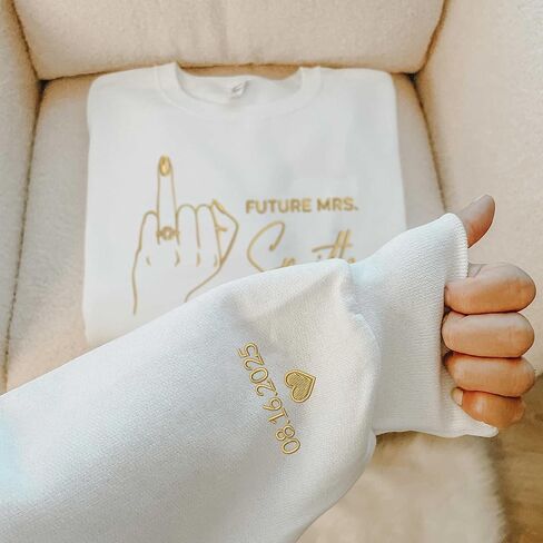 GODMERCH Custom Embroidered Future Mrs Sweatshirt - Personalized Mrs Hoodie, Fiance Fiancee Crewneck, Bride Sweatshirts, Gift for Her, Bride to Be, Bridal Shower, Engagement, Wedding in Saudi Arabia