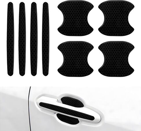 8 Pieces Universal Car Door Handle Protector Self-Adhesive Scratch Guard for Most Cars SUV Truck Waterproof Paint Protection with Dense Hexagonal Honeycomb Grid Textures Black in Kuwait