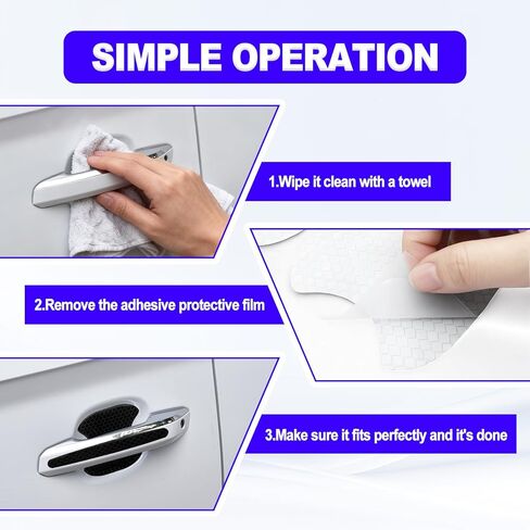 8 Pieces Universal Car Door Handle Protector Self-Adhesive Scratch Guard for Most Cars SUV Truck Waterproof Paint Protection with Dense Hexagonal Honeycomb Grid Textures Black in Kuwait