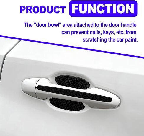 8 Pieces Universal Car Door Handle Protector Self-Adhesive Scratch Guard for Most Cars SUV Truck Waterproof Paint Protection with Dense Hexagonal Honeycomb Grid Textures Black in Kuwait