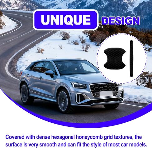 8 Pieces Universal Car Door Handle Protector Self-Adhesive Scratch Guard for Most Cars SUV Truck Waterproof Paint Protection with Dense Hexagonal Honeycomb Grid Textures Black in Kuwait