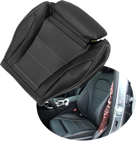 Driver Side Bottom Leather Seat Cover Perforated Black Compatible with Mercedes Benz C300 C350 2015 2016 2017 2018 2019 2020 2021 in Kuwait