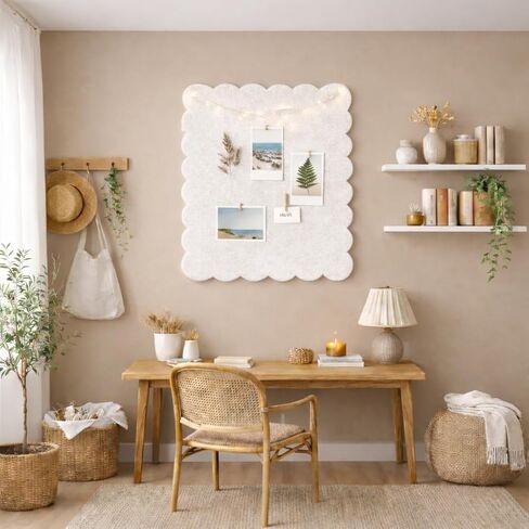 لوحة إعلانات من اللباد الصدفي مقاس 60.96 × 45.72 سم، لوحة دبوس جدارية مزخرفة للسكن الجامعي وغرفة النوم، لوحة مذكرة للصور والملاحظات وعرض الدراسة (بيج دافئ) in Kuwait