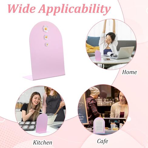 قطعتان من لوحة الإعلانات المغناطيسية الوردية مع 6 مغناطيسات، لوحة عرض مذكرة على سطح الطاولة مقاس 7.87 × 11 بوصة مع حامل حامل لمستلزمات طاولة المطبخ والمكتب المنزلي in Kuwait