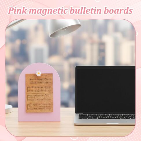 قطعتان من لوحة الإعلانات المغناطيسية الوردية مع 6 مغناطيسات، لوحة عرض مذكرة على سطح الطاولة مقاس 7.87 × 11 بوصة مع حامل حامل لمستلزمات طاولة المطبخ والمكتب المنزلي in Kuwait