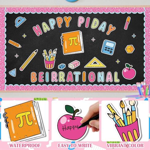 AnyDesign 65 قطعة Happy Pi Day لوحة الإعلانات الديكور Math Pi رمز Be غير عقلاني قطع الورق مع 150 قطعة من نقاط الصمغ لديكور جدار الفصل الدراسي in Saudi Arabia