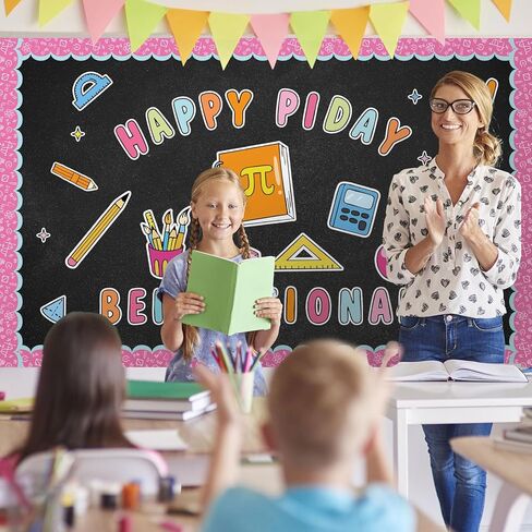 AnyDesign 65 قطعة Happy Pi Day لوحة الإعلانات الديكور Math Pi رمز Be غير عقلاني قطع الورق مع 150 قطعة من نقاط الصمغ لديكور جدار الفصل الدراسي in Saudi Arabia