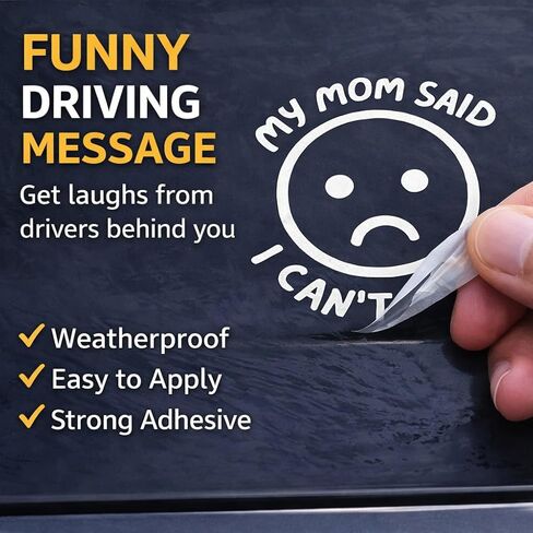 Mom Said I Can’t Speed Vinyl Decal Sticker for Cars, Vans, Trucks, and Laptops (White, 5 x 5) in Saudi Arabia