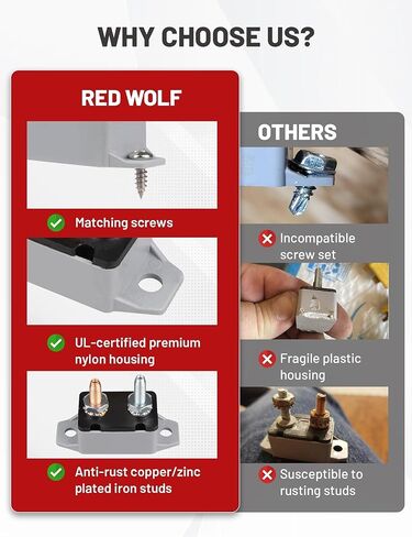 RED WOLF 40Amp Automatic Reset Circuit Breaker with Cover, DC 12V-24V Nylon Insulated & Anti-Rust Stud Type for Automotive Truck Camper RVs Solar Battery Chargers 1pcs in Saudi Arabia