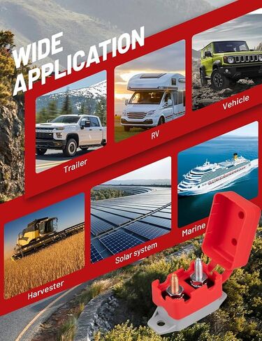 RED WOLF 40Amp Automatic Reset Circuit Breaker with Cover, DC 12V-24V Nylon Insulated & Anti-Rust Stud Type for Automotive Truck Camper RVs Solar Battery Chargers 1pcs in Saudi Arabia