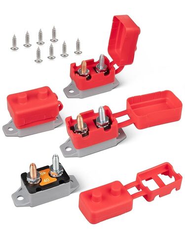 RED WOLF 40Amp Automatic Reset Circuit Breaker with Cover, DC 12V-24V Nylon Insulated & Anti-Rust Stud Type for Automotive Truck Camper RVs Solar Battery Chargers 1pcs in Saudi Arabia