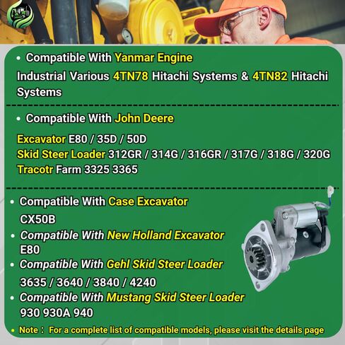 12V 15T Starter S13-332 متوافق مع محرك Yanmar 4TN78 4TN82 121256-77010 S13-94A S13-294 425-34685 AM878189 YM129400-77010 S13-124 S13-132 S13-94 S13-94A S13-294 in Saudi Arabia