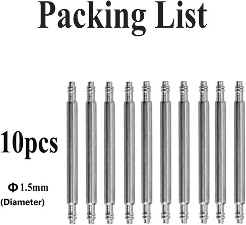 14mm 16mm 18mm 20mm 22mm 24mm Spring Bars, Watch Pins φ1.5mm Diameter 10pcs Stainless Steel Watchband Pins for Wristwatch Straps in Saudi Arabia