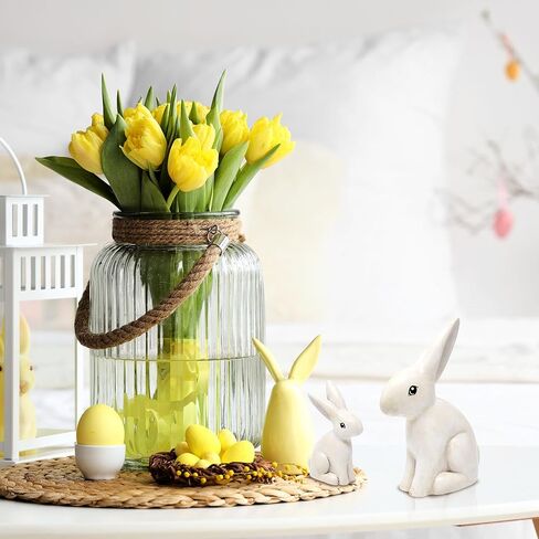 مجموعة تماثيل أرنب من Gift Boutique مكونة من 2 - ديكورات أرنب بيضاء ريفية لطاولة عيد الفصح والربيع والمزرعة وديكور المنزل in Saudi Arabia
